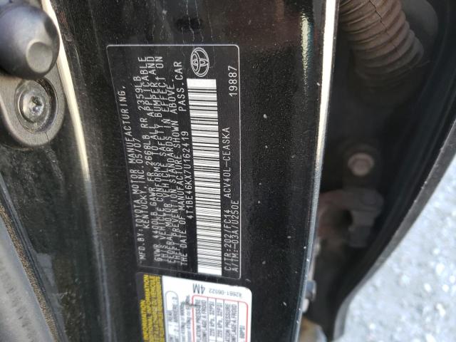 4T1BE46KX7U162419 - 2007 TOYOTA CAMRY CE BLACK photo 12