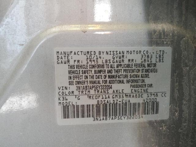 3N1AB7AP5EY322054 - 2014 NISSAN SENTRA S GRAY photo 12