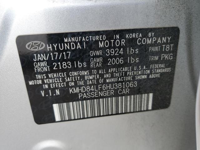 KMHD84LF6HU381063 - 2017 HYUNDAI ELANTRA SE SILVER photo 12