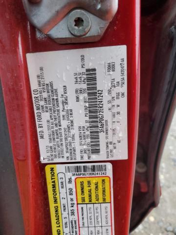 3FA6P0G72ER241242 - 2014 FORD FUSION S RED photo 12