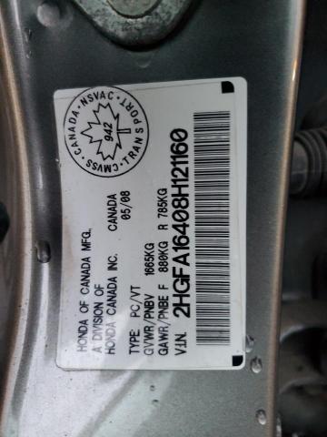 2HGFA16408H121160 - 2008 HONDA CIVIC DX-G GRAY photo 12