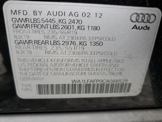 WA1LFAFP0CA088529 - 2012 AUDI Q5 PREMIUM PLUS BLACK photo 12