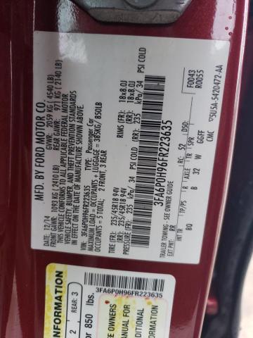 3FA6P0H96FR223635 - 2015 FORD FUSION SE MAROON photo 12