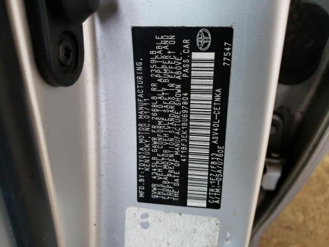 4T1BF3EK1BU697804 - 2011 TOYOTA CAMRY BASE SILVER photo 12