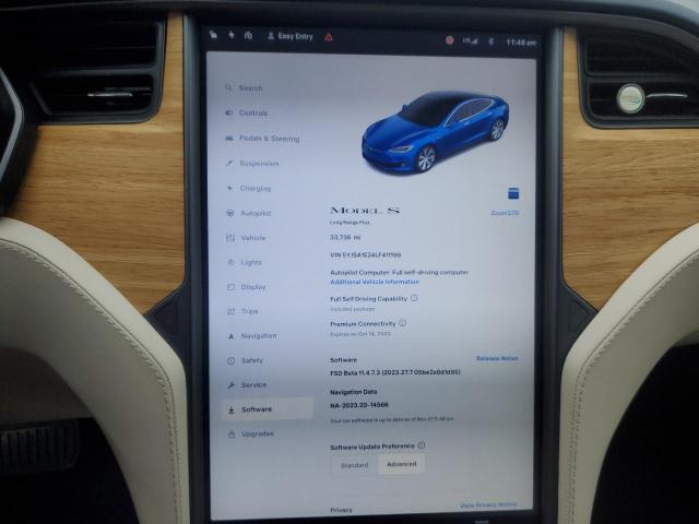 5YJSA1E24LF411199 - 2020 TESLA MODEL S BLUE photo 9