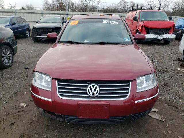 WVWRH63B81P298337 - 2001 VOLKSWAGEN PASSAT GLX BURGUNDY photo 5