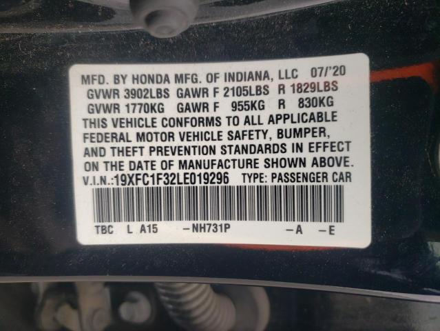 19XFC1F32LE019296 - 2020 HONDA CIVIC EX BLACK photo 13