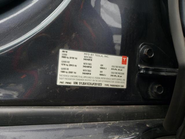 5YJSA1E2XJF281023 - 2018 TESLA MODEL S შავი ფოტო 12