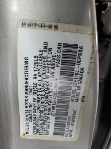 2T1BR12E42C576499 - 2002 TOYOTA COROLLA CE SILVER photo 12