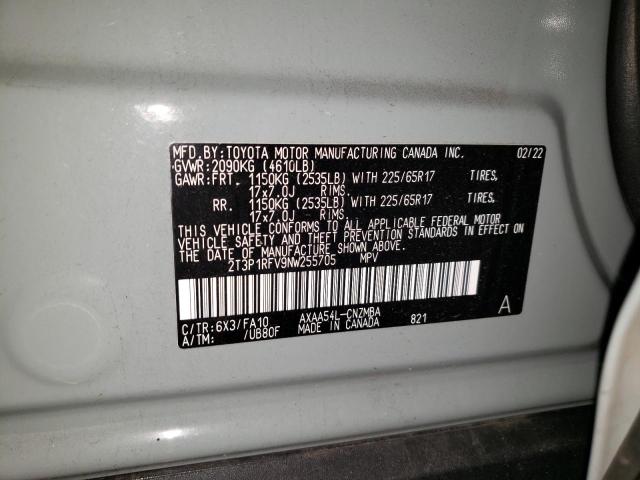 2T3P1RFV9NW255705 - 2022 TOYOTA RAV4 XLE GRAY photo 12