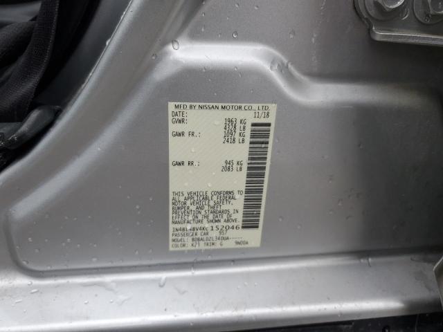 1N4BL4BV4KC152046 - 2019 NISSAN ALTIMA S SILVER photo 12