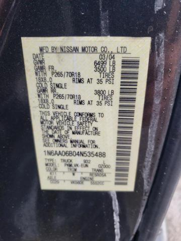 1N6AA06B04N535488 - 2004 NISSAN TITAN XE GRAY photo 12