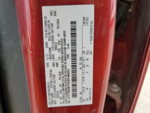 1FT7W2BT5HEF46033 - 2017 FORD F250 SUPER DUTY RED photo 12