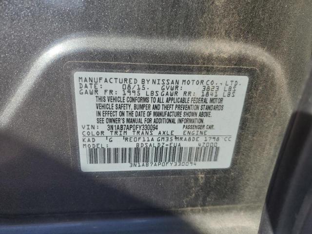 3N1AB7AP0FY330094 - 2015 NISSAN SENTRA S SILVER photo 12