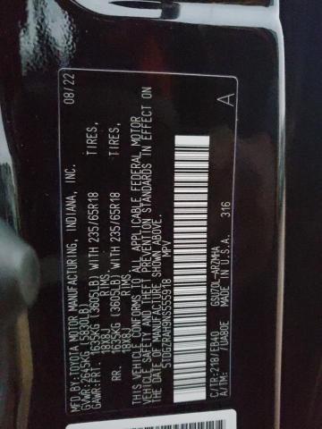 5TDGZRAH9NS555918 - 2022 TOYOTA HIGHLANDER XLE BLACK photo 12