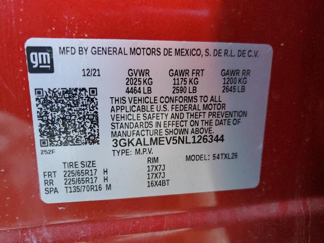 3GKALMEV5NL126344 - 2022 GMC TERRAIN SLE RED photo 13