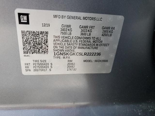 1GNSKGKC5LR222236 - 2020 CHEVROLET SUBURBAN K1500 LS GRAY photo 13