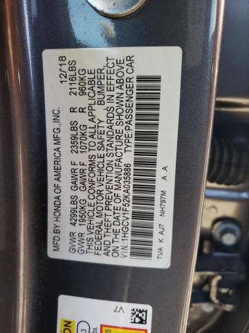 1HGCV1F52KA035886 - 2019 HONDA ACCORD EXL CHARCOAL photo 12