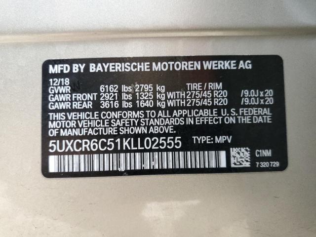 5UXCR6C51KLL02555 - 2019 BMW X5 XDRIVE40I GOLD photo 13