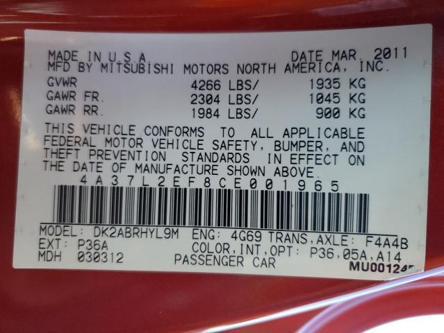 4A37L2EF8CE001965 - 2012 MITSUBISHI ECLIPSE SPYDER GS 栗色 照片 12