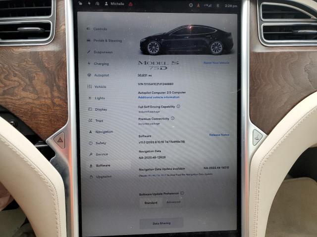 5YJSA1E21JF244880 - 2018 TESLA MODEL S Սև լուսանկար 9