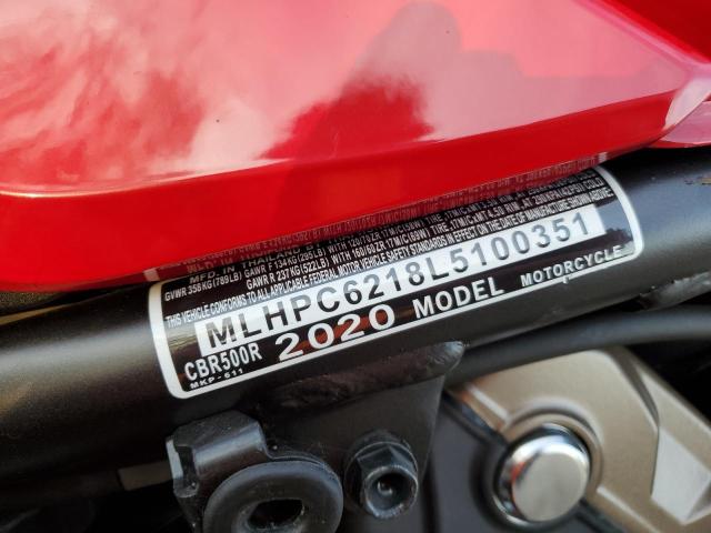 MLHPC6218L5100351 - 2020 HONDA CBR500 R RED photo 10