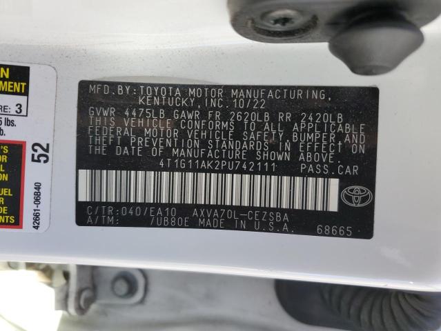 4T1G11AK2PU742111 - 2023 TOYOTA CAMRY SE NIGHT SHADE WHITE photo 13