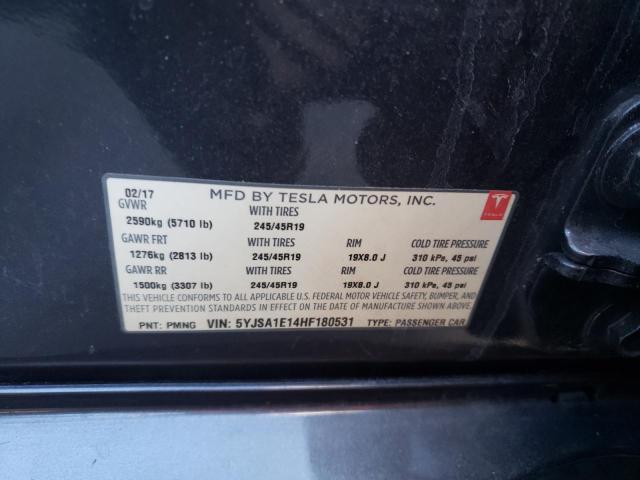 5YJSA1E14HF180531 - 2017 TESLA MODEL S Մոխրագույն լուսանկար 13
