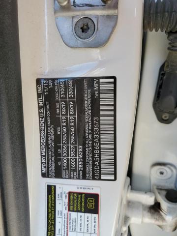 4JGDA5HB6EA333673 - 2014 MERCEDES-BENZ ML 350 4MATIC WHITE photo 13