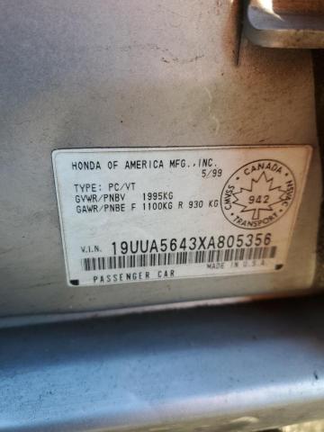 19UUA5643XA805356 - 1999 ACURA 3.2TL SILVER photo 13