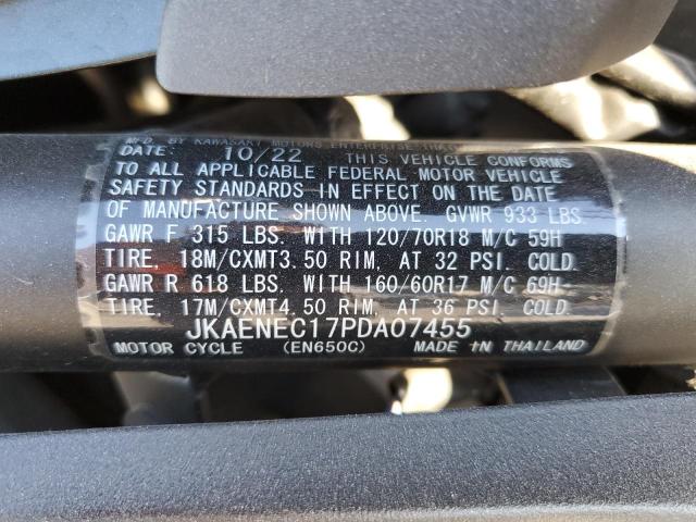 JKAENEC17PDA07455 - 2023 KAWASAKI EN650 C BLACK photo 9