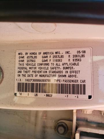 1HGCP36898A069798 - 2008 HONDA ACCORD EXL WHITE photo 12