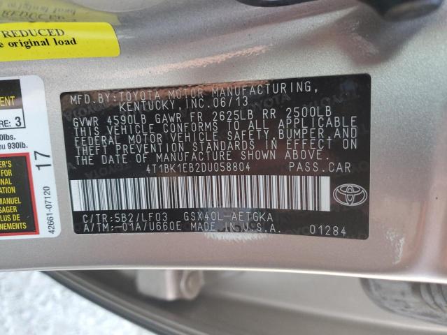 4T1BK1EB2DU058804 - 2013 TOYOTA AVALON BASE 金色 照片 12