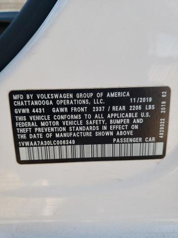 1VWAA7A30LC006349 - 2020 VOLKSWAGEN PASSAT S WHITE photo 13