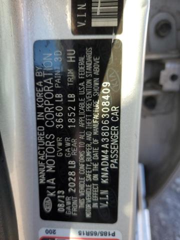 KNADM4A38D6308409 - 2013 KIA RIO LX SILVER photo 12