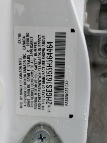 2HGES16355H564464 - 2005 HONDA CIVIC DX VP თეთრი ფოტო 12