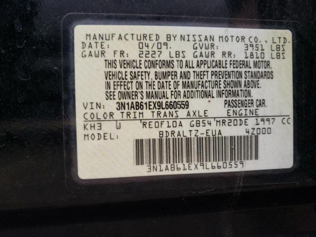 3N1AB61EX9L660559 - 2009 NISSAN SENTRA 2.0 BLACK photo 12