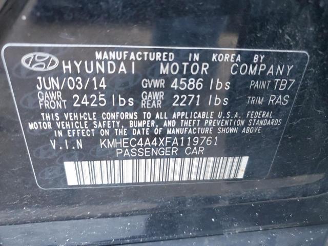 KMHEC4A4XFA119761 - 2015 HYUNDAI SONATA HYBRID BLACK photo 12