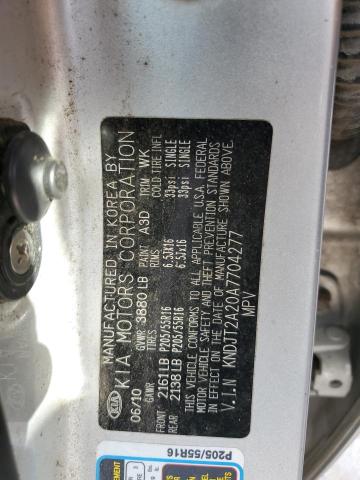 KNDJT2A20A7704277 - 2010 KIA SOUL + SILVER photo 13