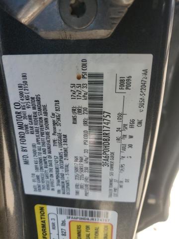 3FA6P0HD8JR174757 - 2018 FORD FUSION SE GRAY photo 12