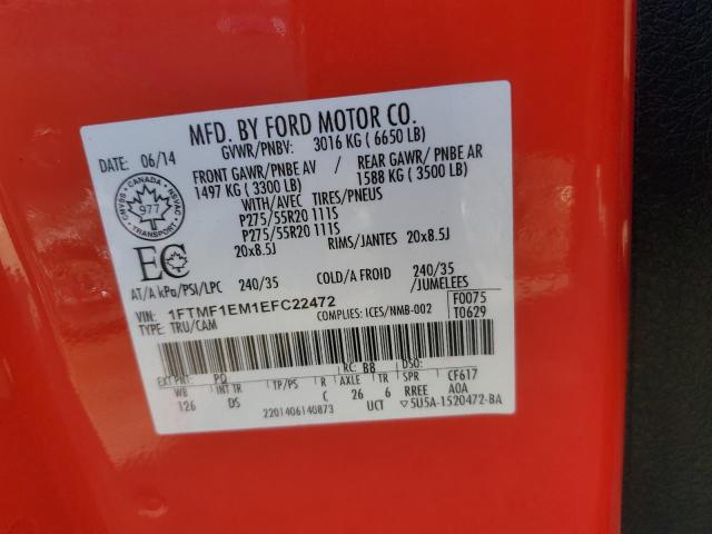 1FTMF1EM1EFC22472 - 2014 FORD F150 RED photo 12