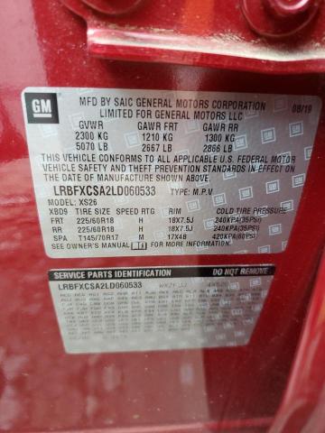 LRBFXCSA2LD060533 - 2020 BUICK ENVISION ESSENCE Բորդո լուսանկար 13