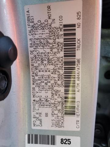 3TMJU62N98M069511 - 2008 TOYOTA TACOMA DOUBLE CAB PRERUNNER SILVER photo 12