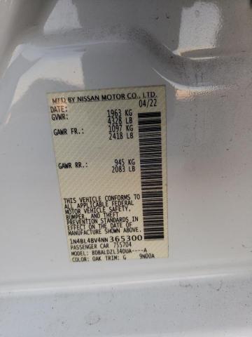 1N4BL4BV4NN365300 - 2022 NISSAN ALTIMA S WHITE photo 12