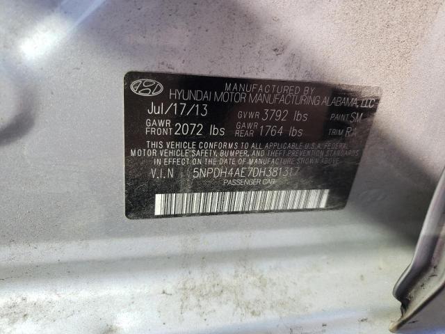 5NPDH4AE7DH381317 - 2013 HYUNDAI ELANTRA GLS SILVER photo 12