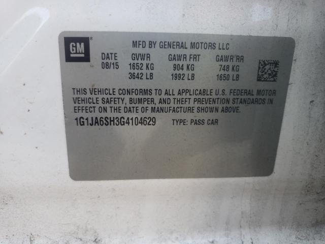 1G1JA6SH3G4104629 - 2016 CHEVROLET SONIC LS 白色 照片 12