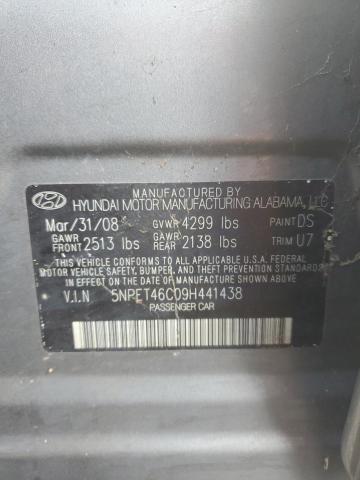 5NPET46C09H441438 - 2009 HYUNDAI SONATA GLS GRAY photo 13