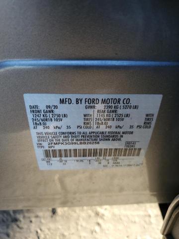 2FMPK3G99LBB26256 - 2020 FORD EDGE SE SILVER photo 12