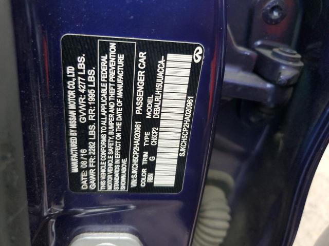 SJKCH5CP2HA020961 - 2017 INFINITI QX30 BASE BLUE photo 12