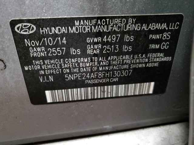 5NPE24AF8FH130307 - 2015 HYUNDAI SONATA SE SILVER photo 12